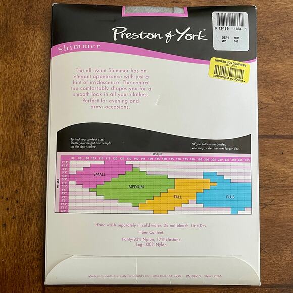 Preston & York Pantyhose Sheer Control Top Size: Medium, Color: Silver - Picture 2 of 10